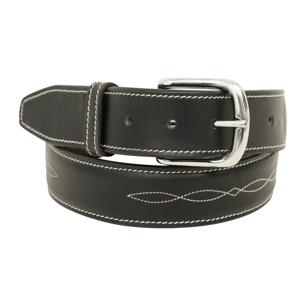 5355 Fancy Stitched Belt, 1.5" Inches Width, Black, Small, Adult